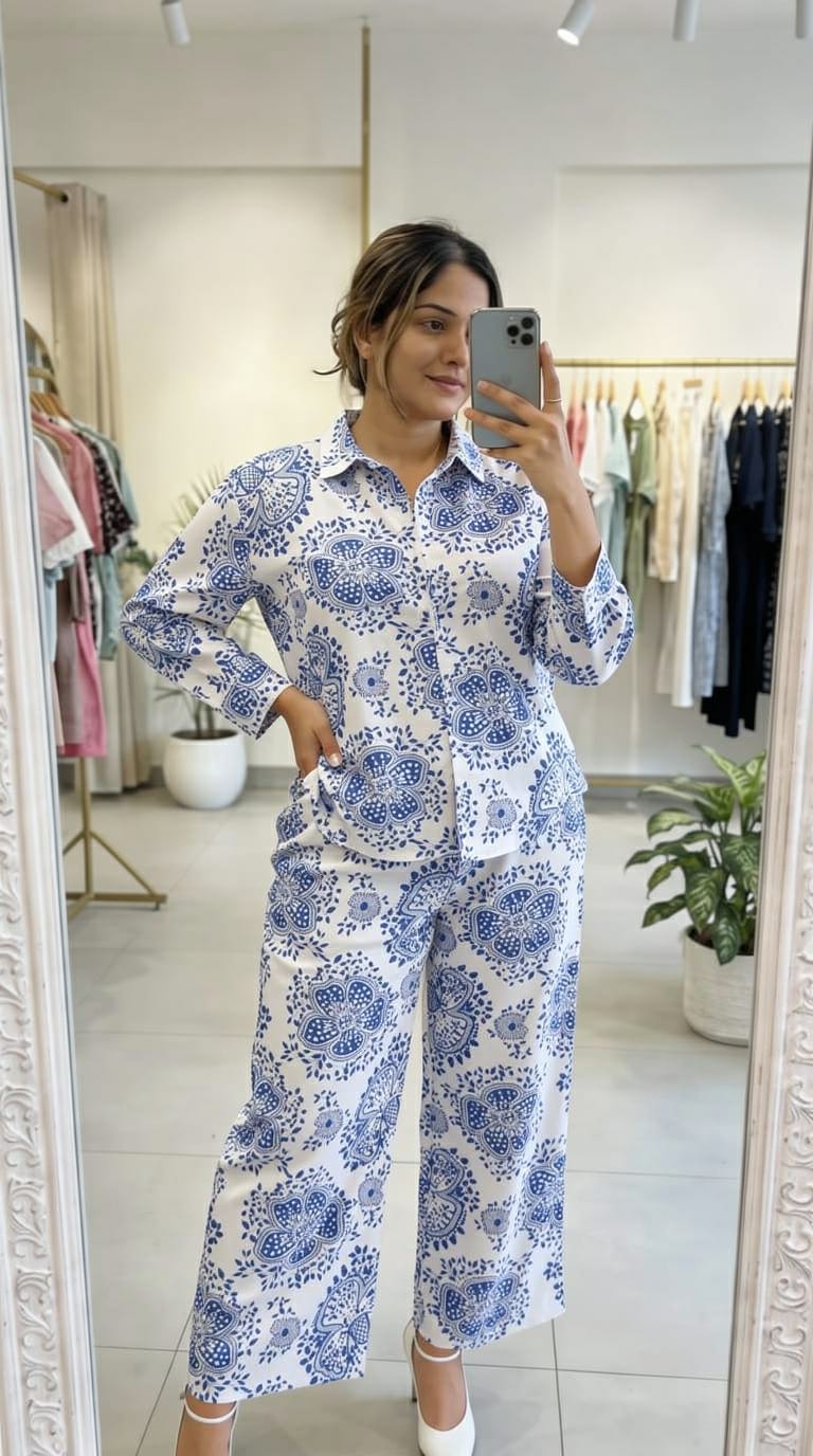 Printed Mulmul Coord Set