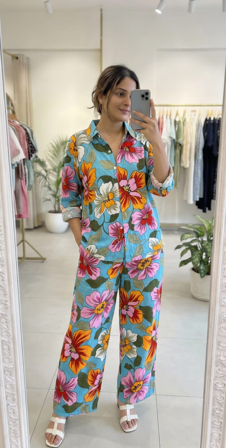 Printed Mulmul Coord Set
