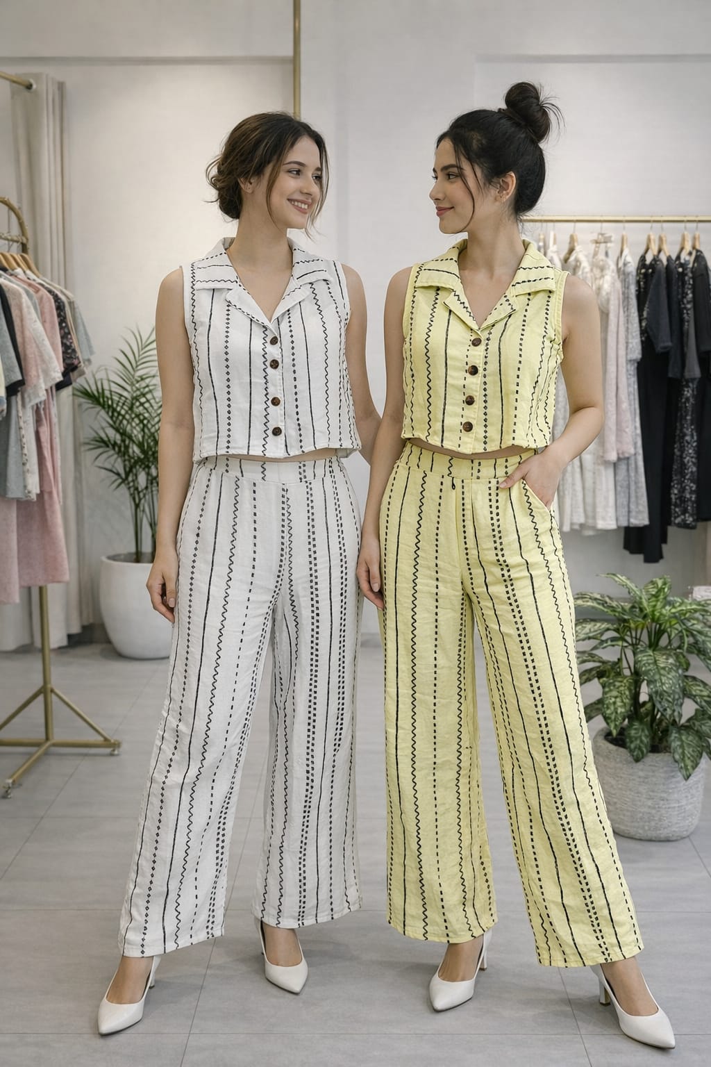 Sleeveless Padded Cotton Coord Set