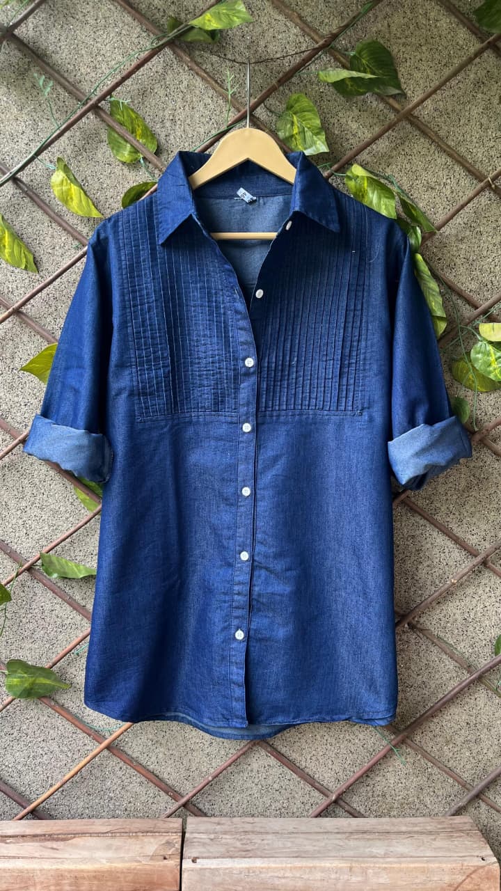 Denim Pleated Shirt