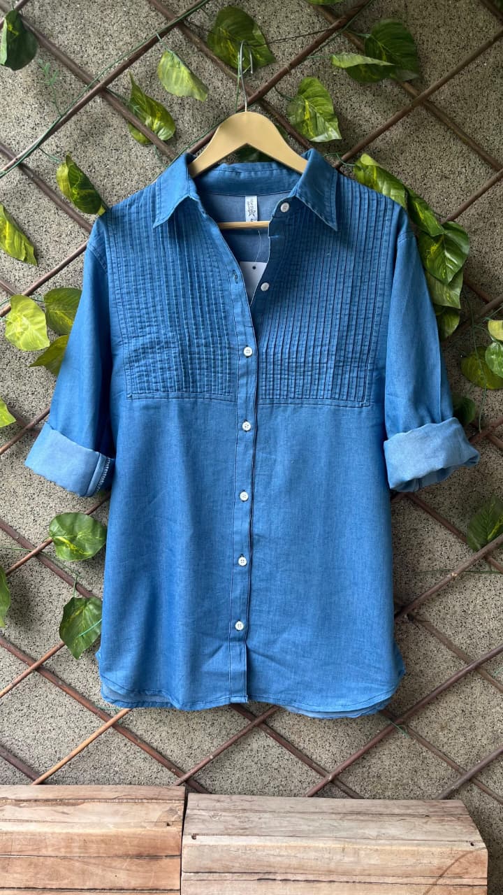 Denim Pleated Shirt