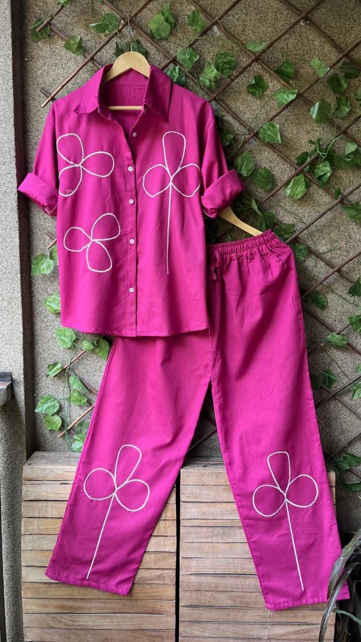 3 Leaf Embroidery Coord Set