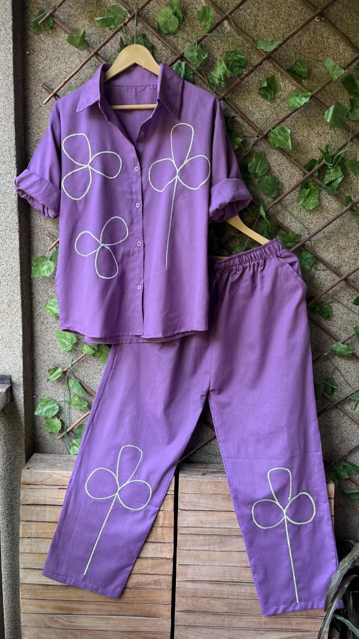 3 Leaf Embroidery Coord Set