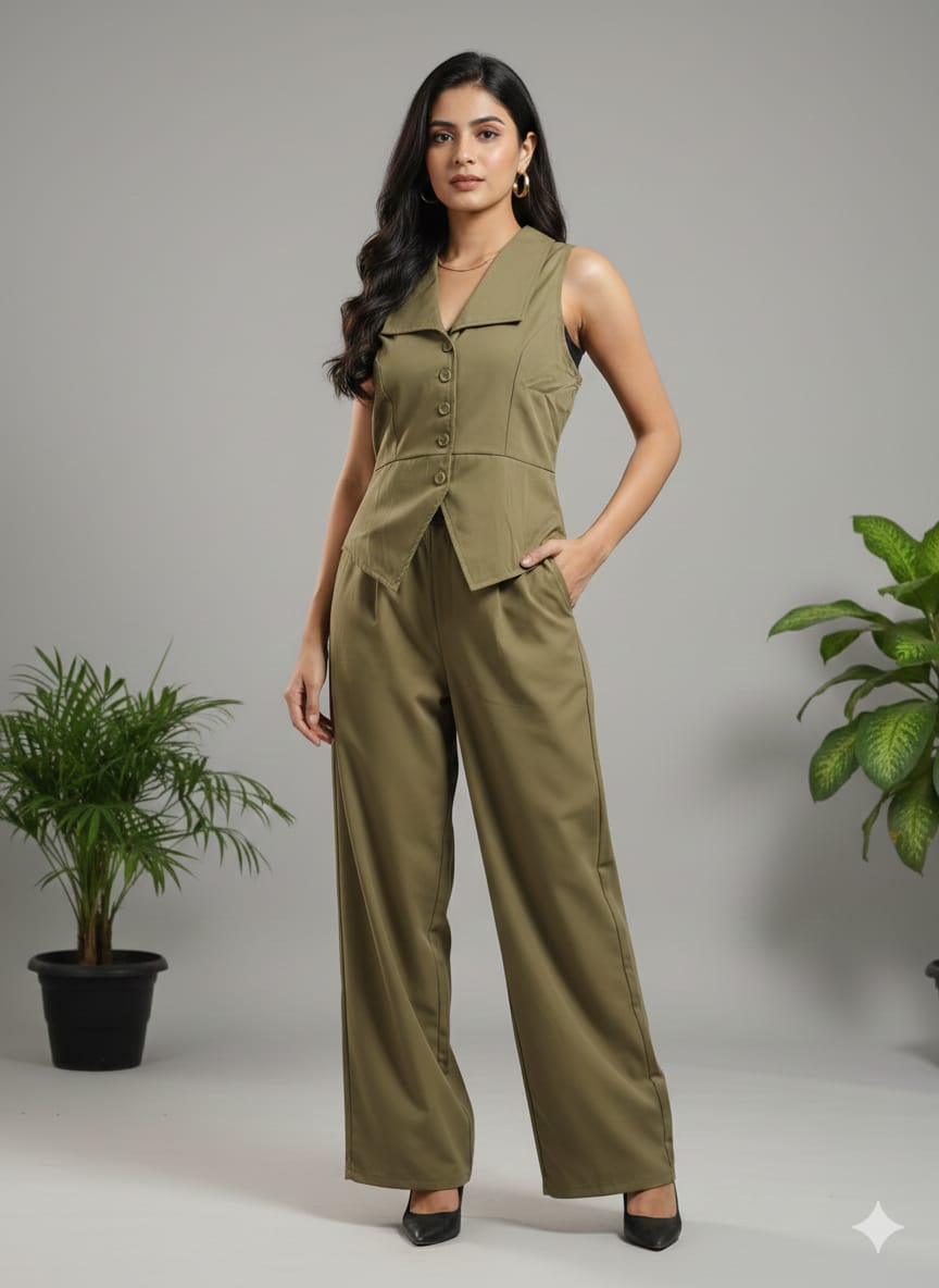 Sleeveless Formal Office Wear Coord Set
