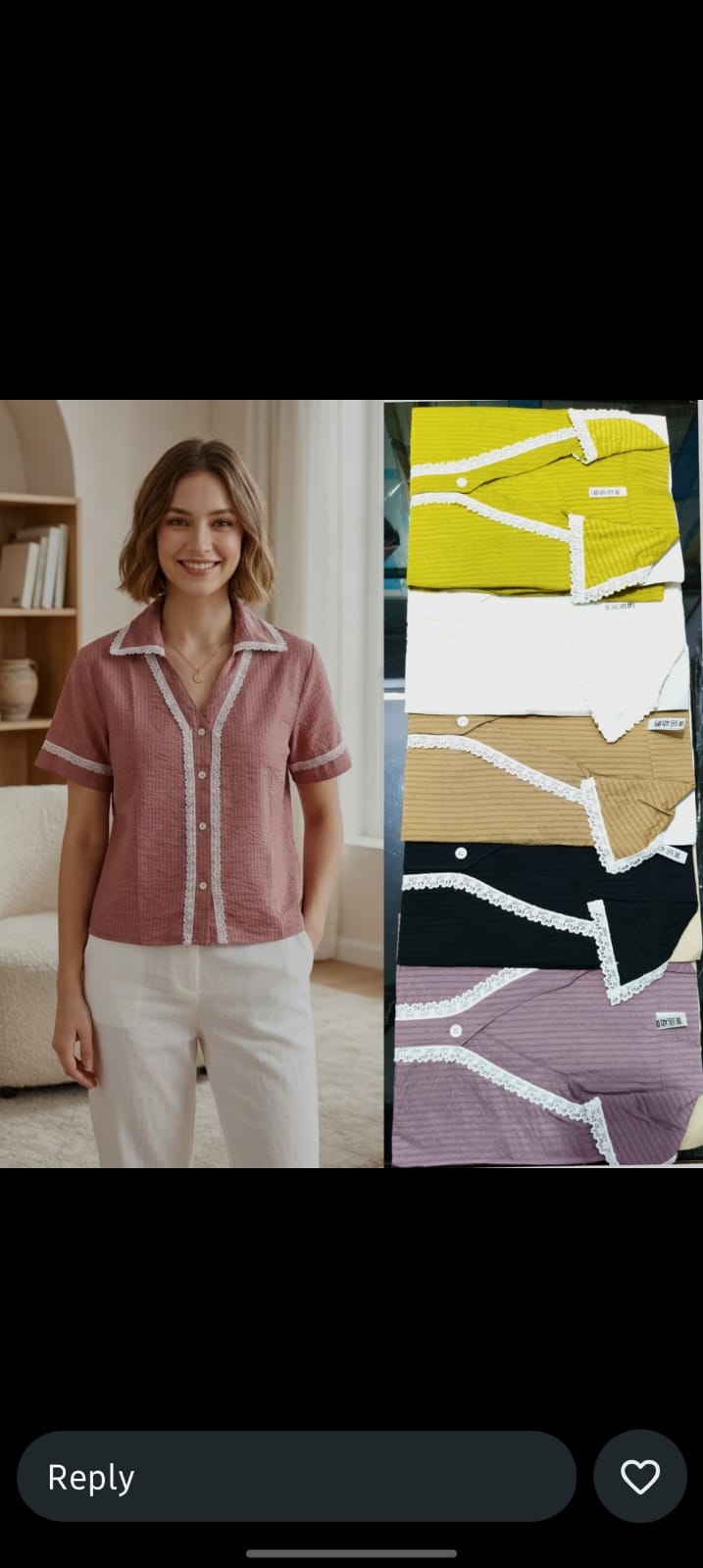 Lace Trim Short Sleeve Shirt