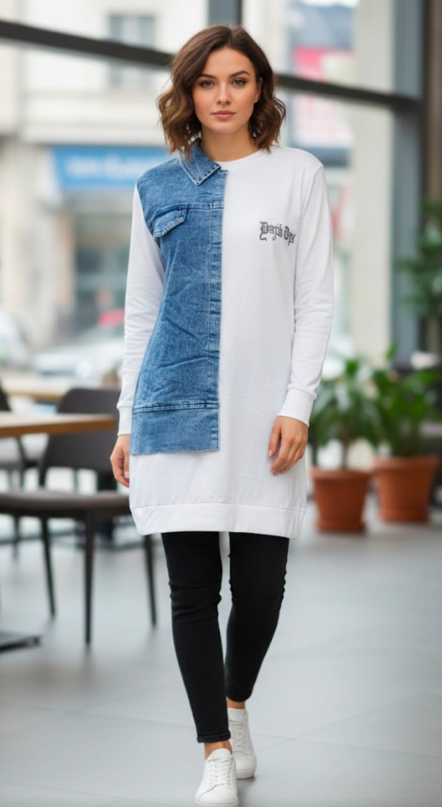Denim Contrast Dress -