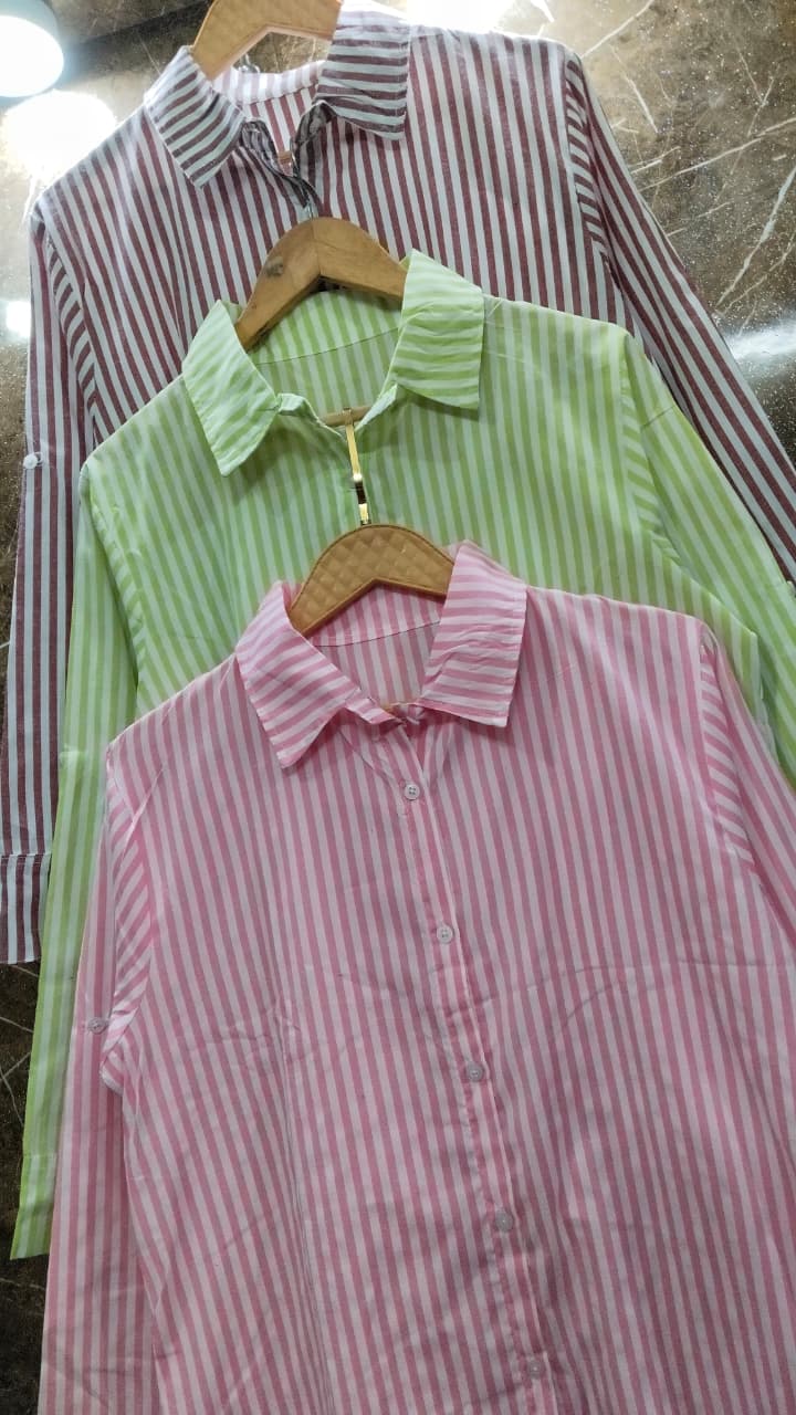 Baggy Style Striped Cotton Dress with Pockets