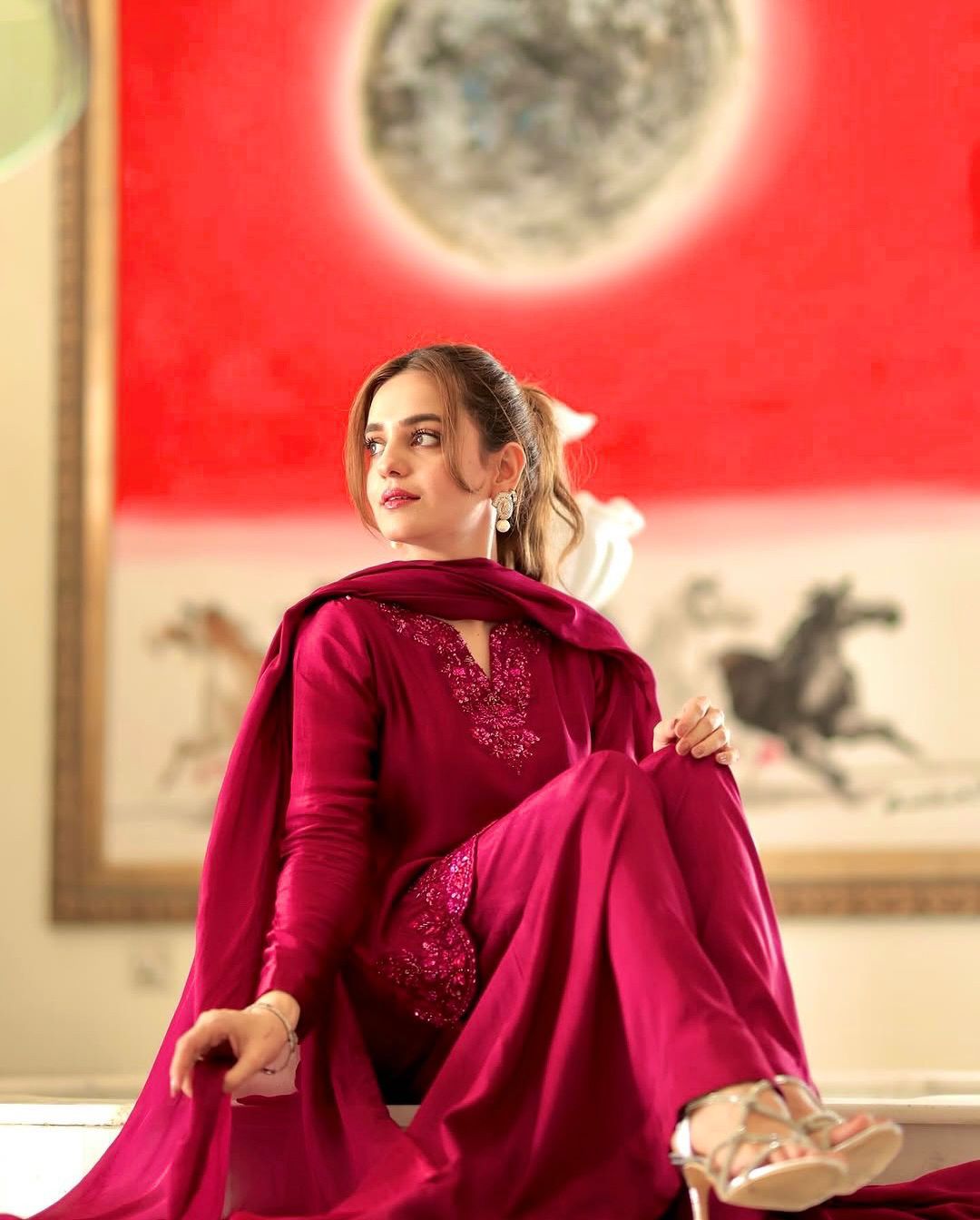 Designer Natural Crep Silk Top-Bottom & Dupatta Set (Fully Stitched)