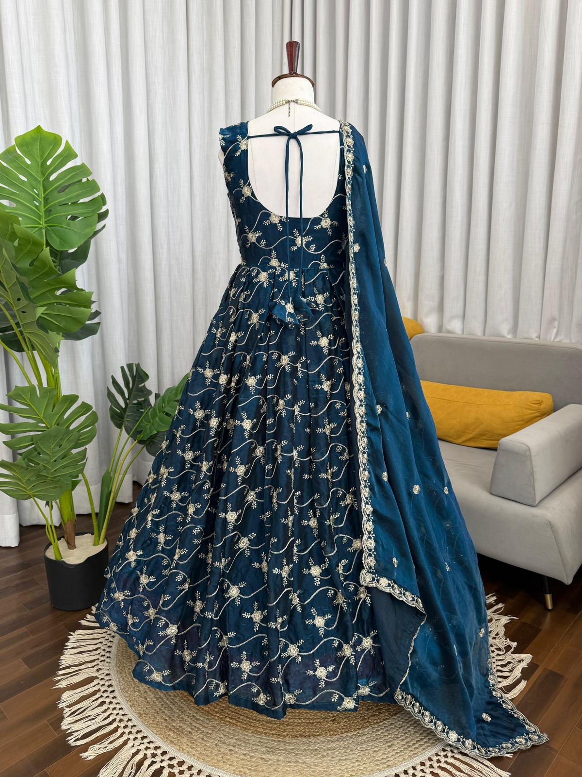 Designer Anarkali Set with Pant & Dupatta