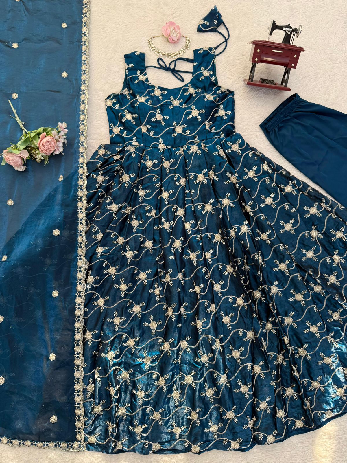 Designer Anarkali Set with Pant & Dupatta
