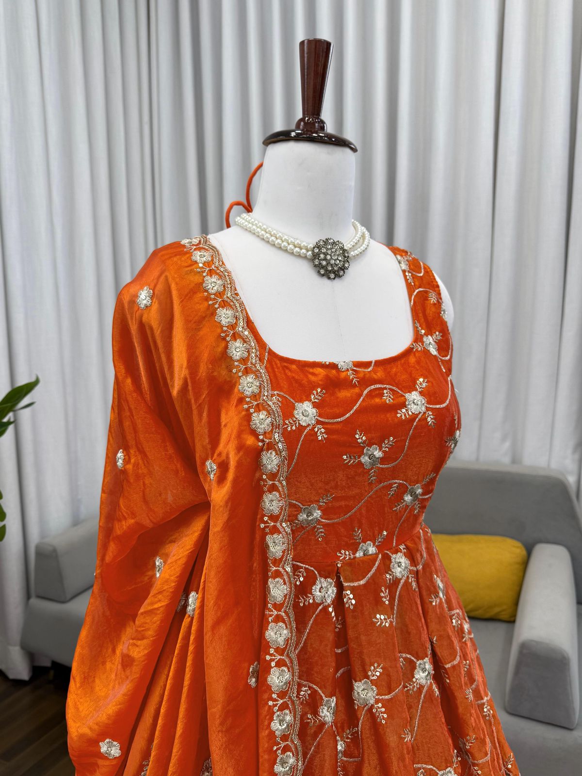 Designer Anarkali Set with Pant & Dupatta