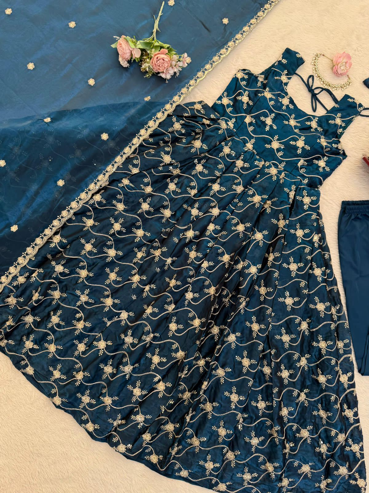 Designer Anarkali Set with Pant & Dupatta
