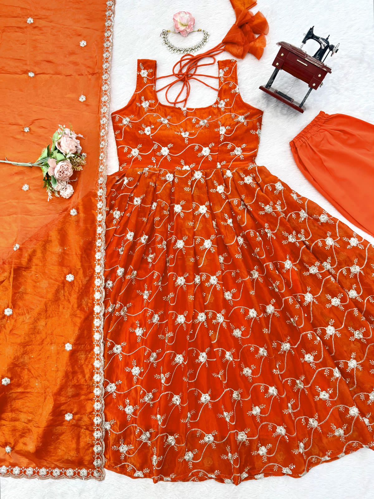 Designer Anarkali Set with Pant & Dupatta