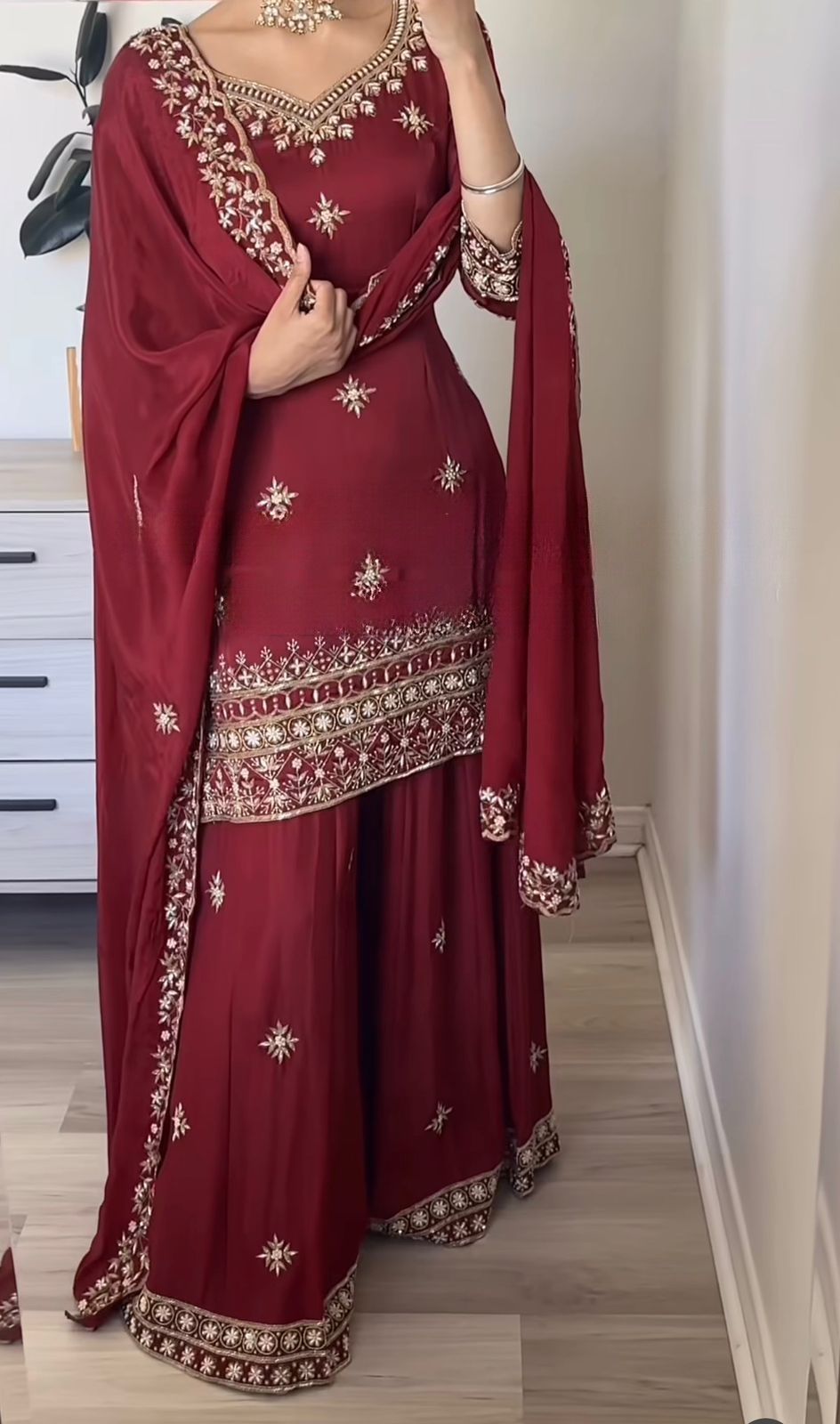 Designer Party Wear Top & Sharara Palazzo with Dupatta