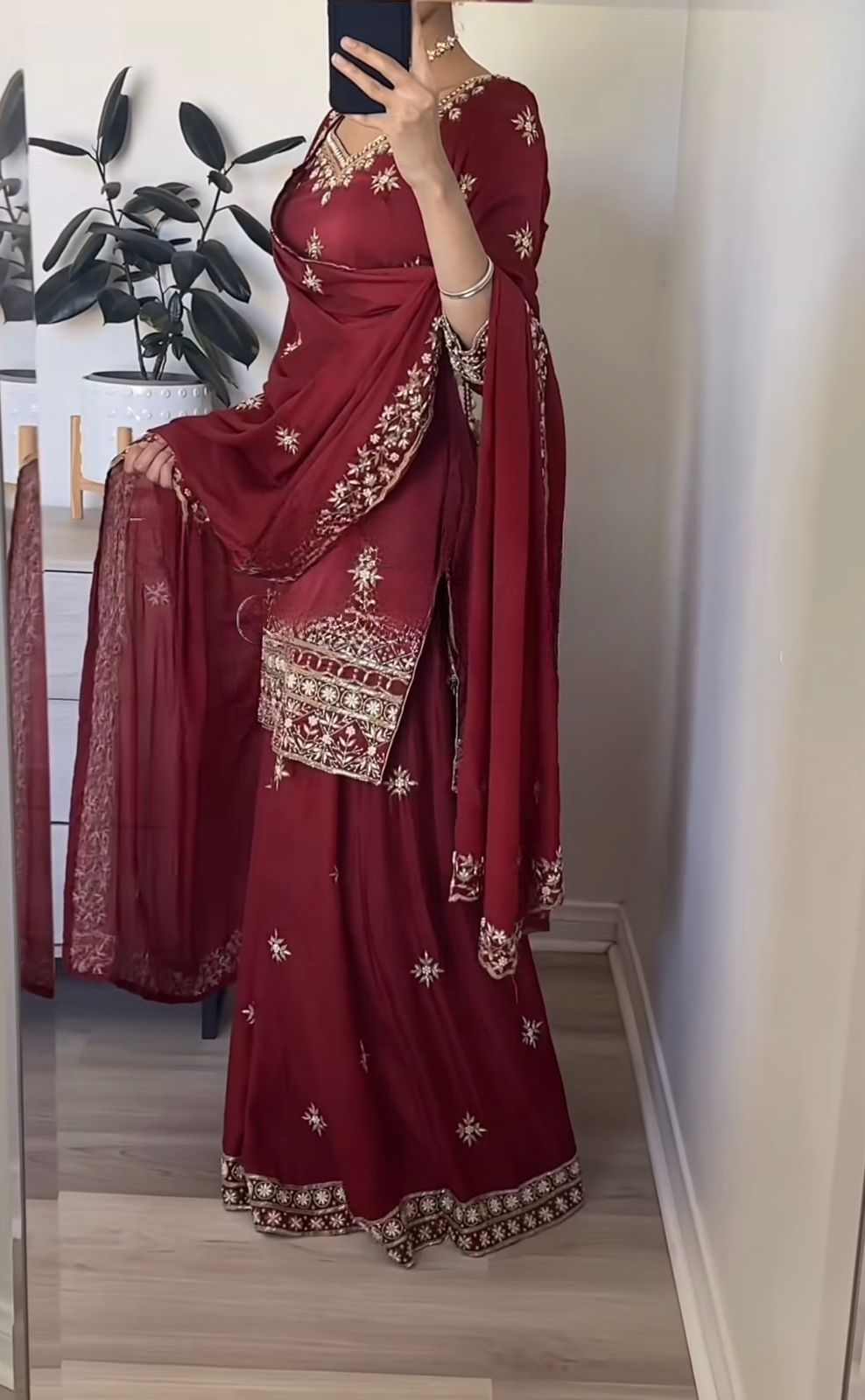 Designer Party Wear Top & Sharara Palazzo with Dupatta