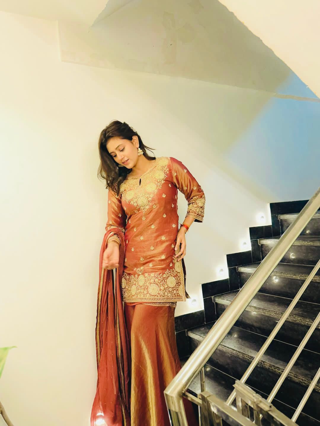 Embroidery & Sequins Heavy Fandy Silk Sharara Set with Dupatta