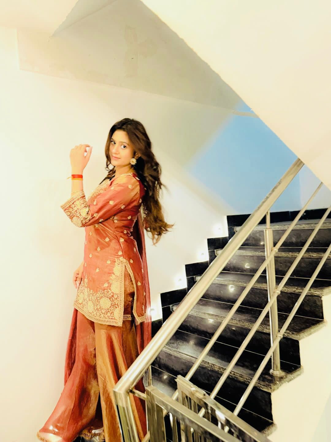 Embroidery & Sequins Heavy Fandy Silk Sharara Set with Dupatta