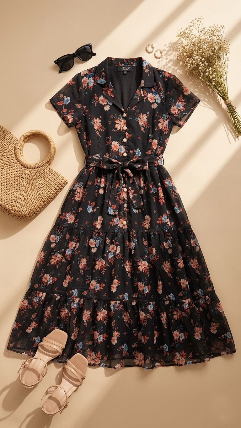Rooh Maxi — Floral Alfino Chiffon Flare Dress