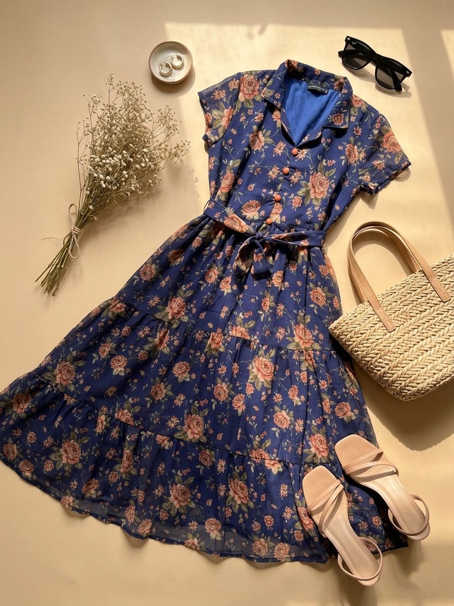Rooh Maxi — Floral Alfino Chiffon Flare Dress