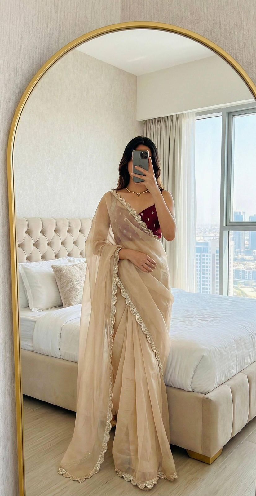 Barely Cherry — Crunchy Saree with Iconic Silk Blouse