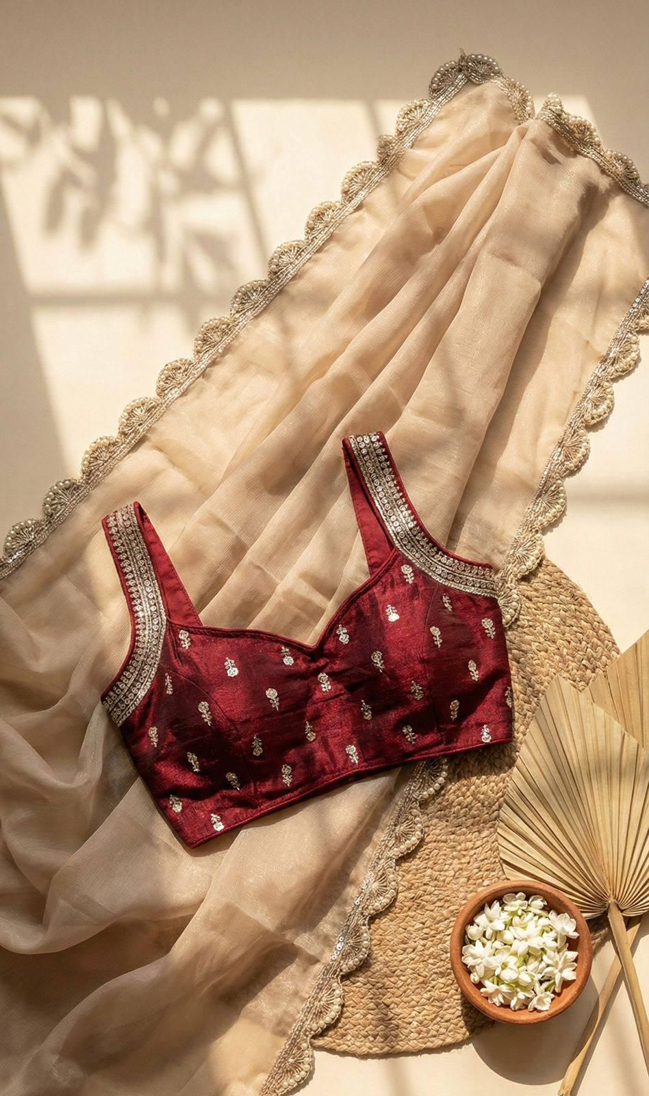 Barely Cherry — Crunchy Saree with Iconic Silk Blouse