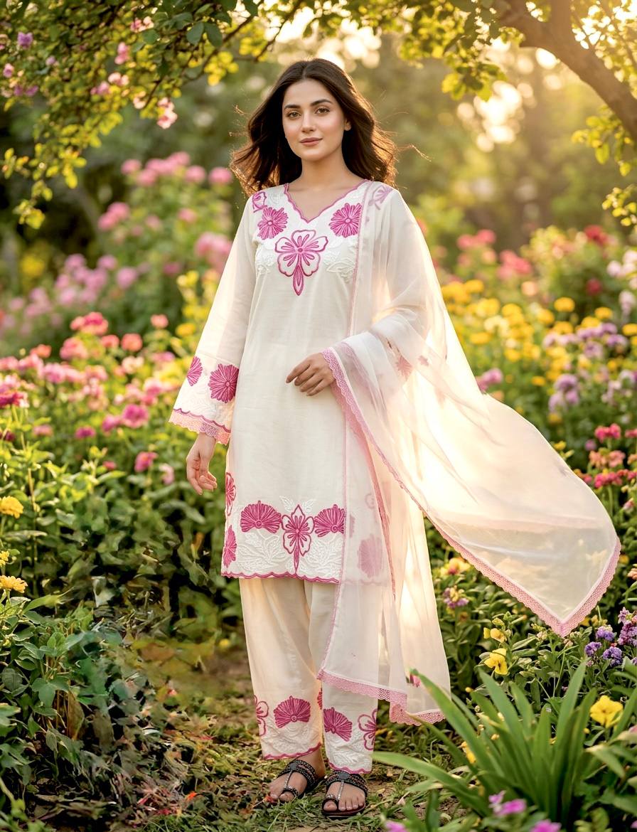 Designer Party Wear Glass Satin Top, Farshi Palazzo & Dupatta Set