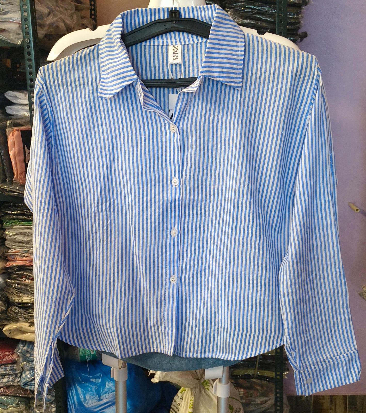 Trendy Stripe Lining Cotton Shirt