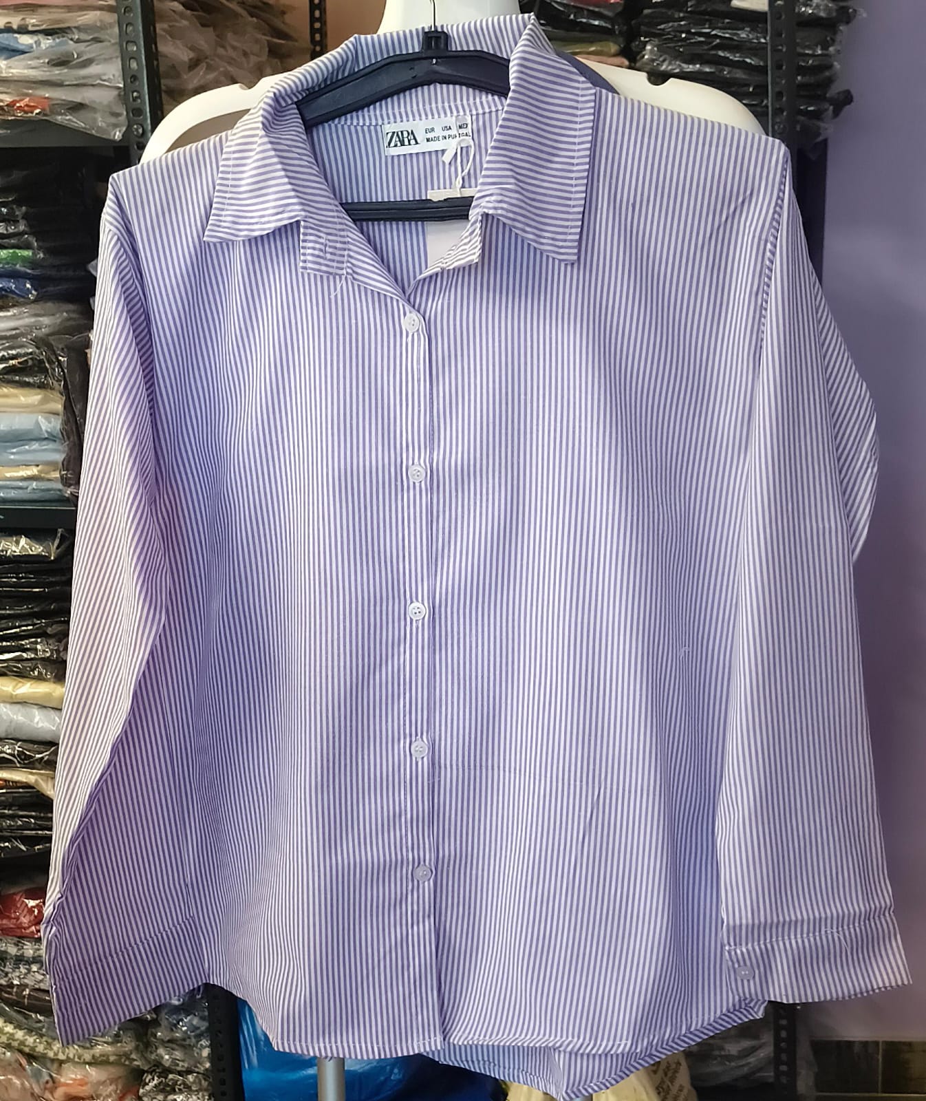 Trendy Stripe Lining Cotton Shirt