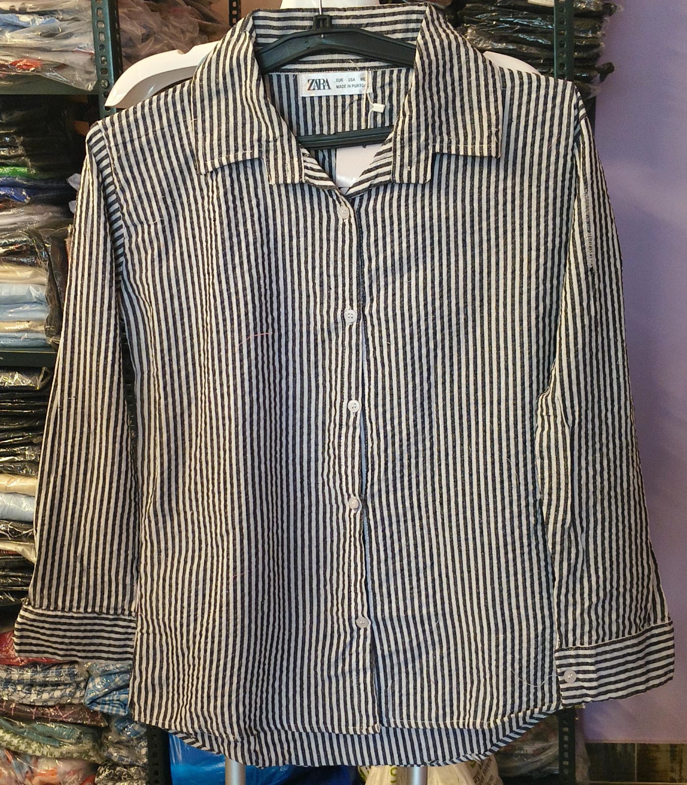 Trendy Stripe Lining Cotton Shirt
