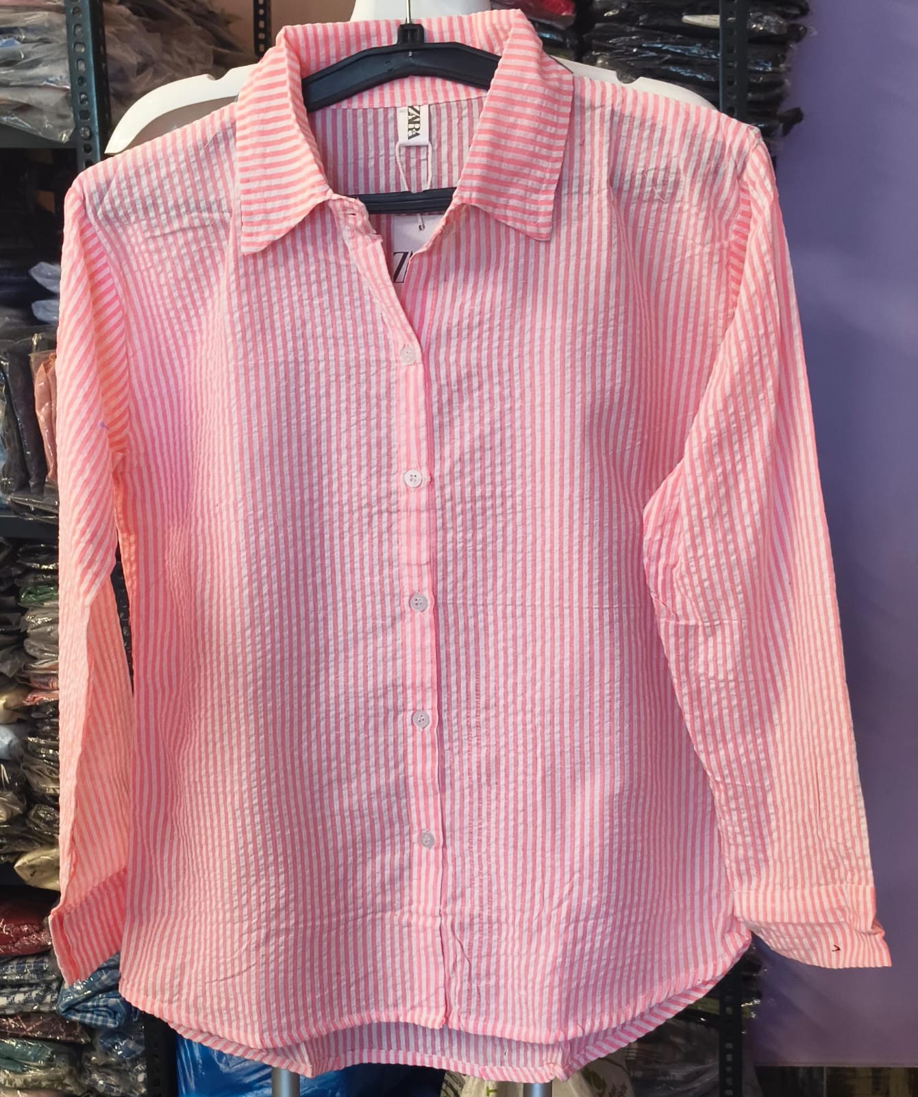 Trendy Stripe Lining Cotton Shirt