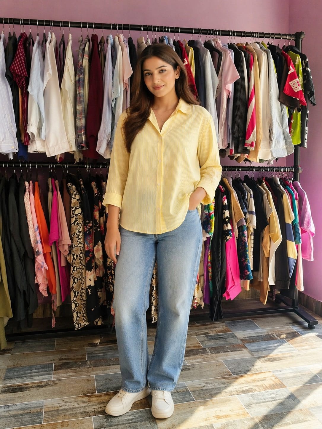 Trendy Stripe Lining Cotton Shirt
