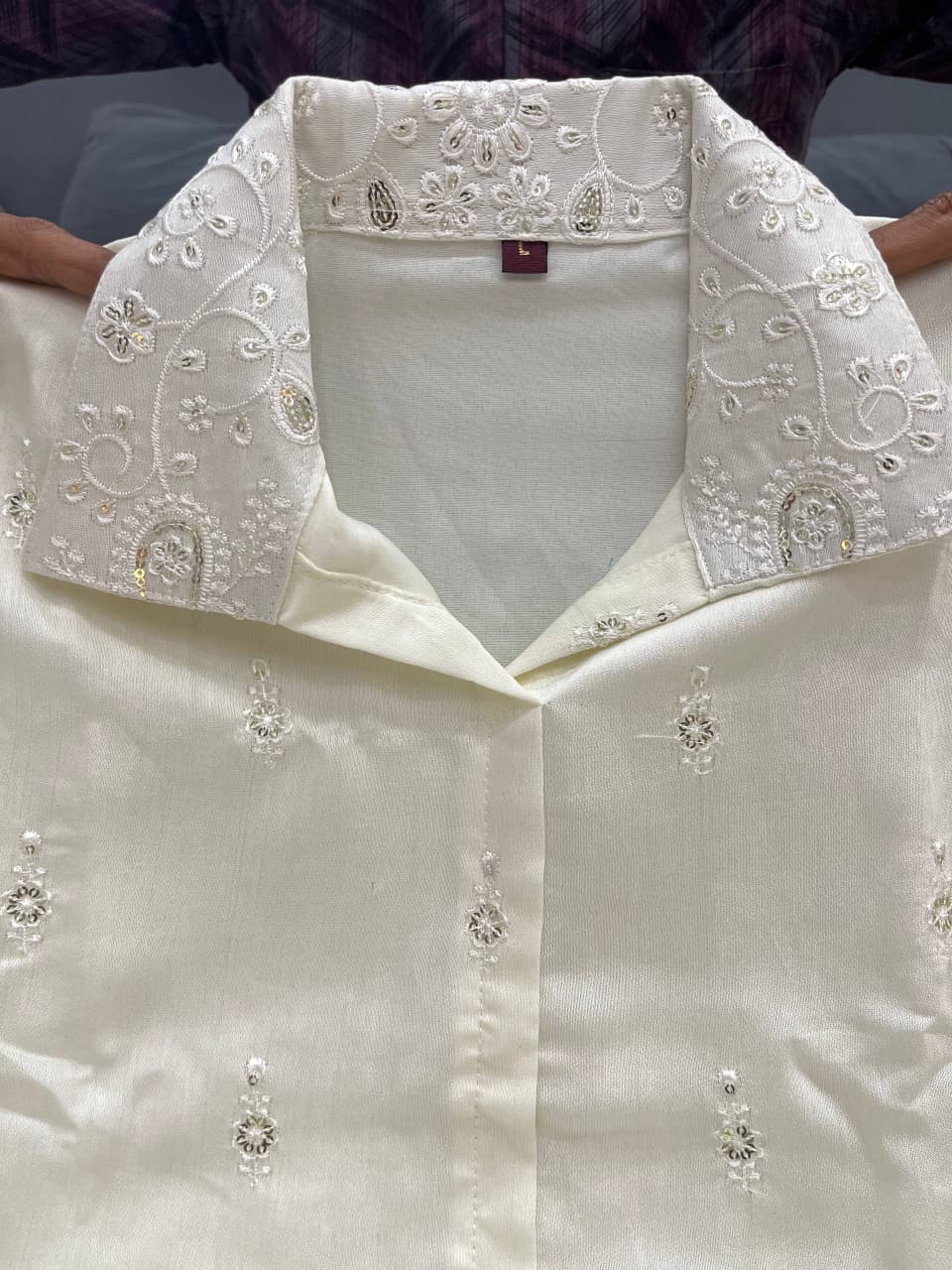 Ivory Premium Chanderi Silk Embroidery Coord Set