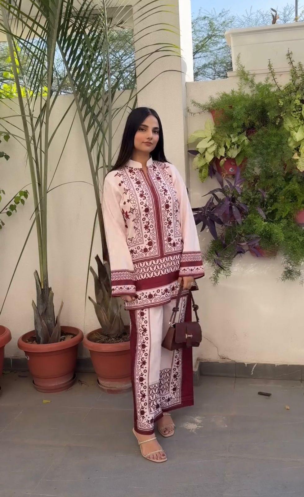 Designer Printed Pur Malai Satin Long 2Pc Co-Ord Set