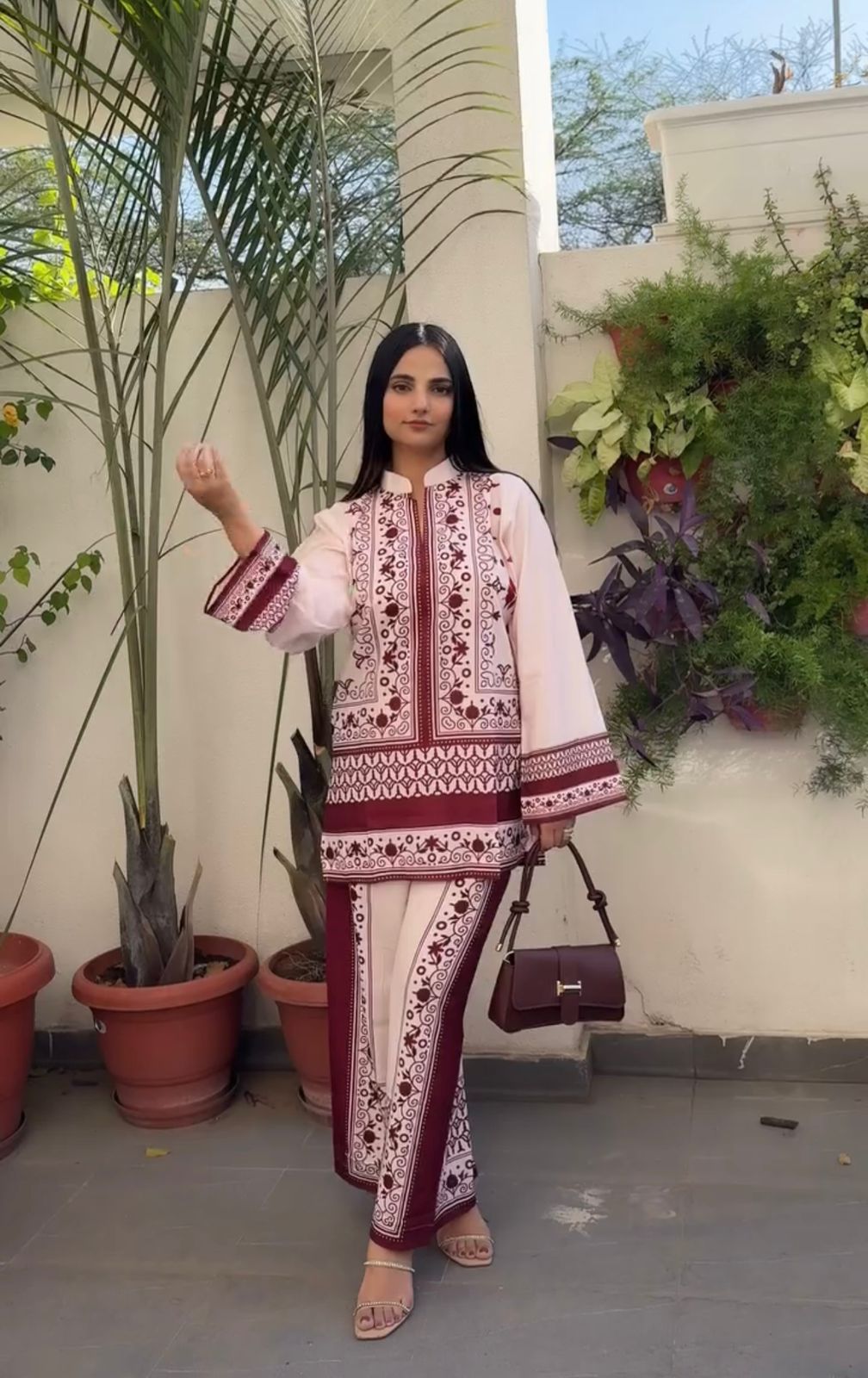 Designer Printed Pur Malai Satin Long 2Pc Co-Ord Set