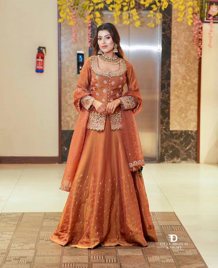 Designer Party Wear Shimmer Silk Embroidered Top Lehenga & Dupatta Set