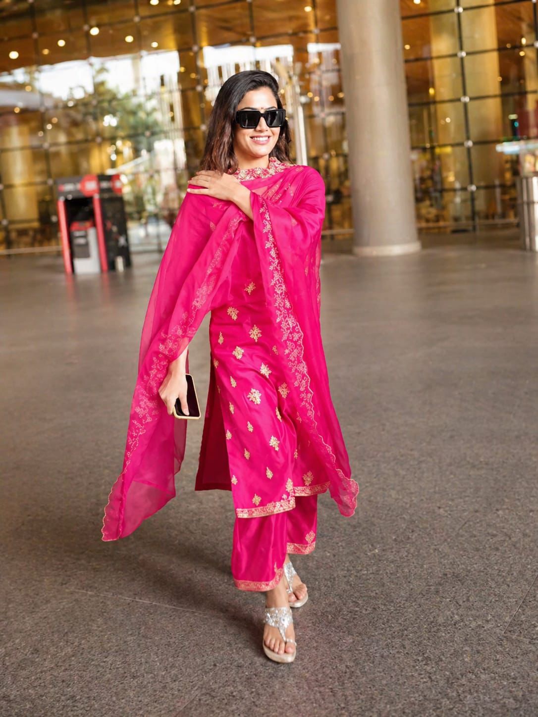 Premium Festive Heavy Embroidery Berry Silk Kurta Pant & Dupatta Set