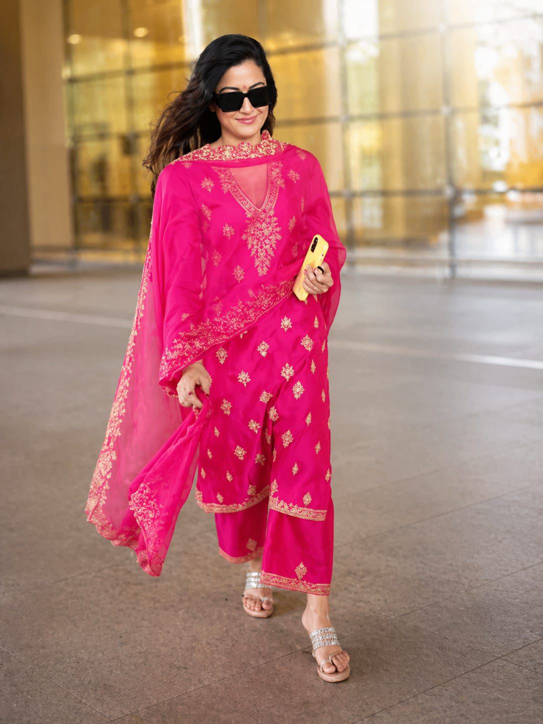 Premium Festive Heavy Embroidery Berry Silk Kurta Pant & Dupatta Set