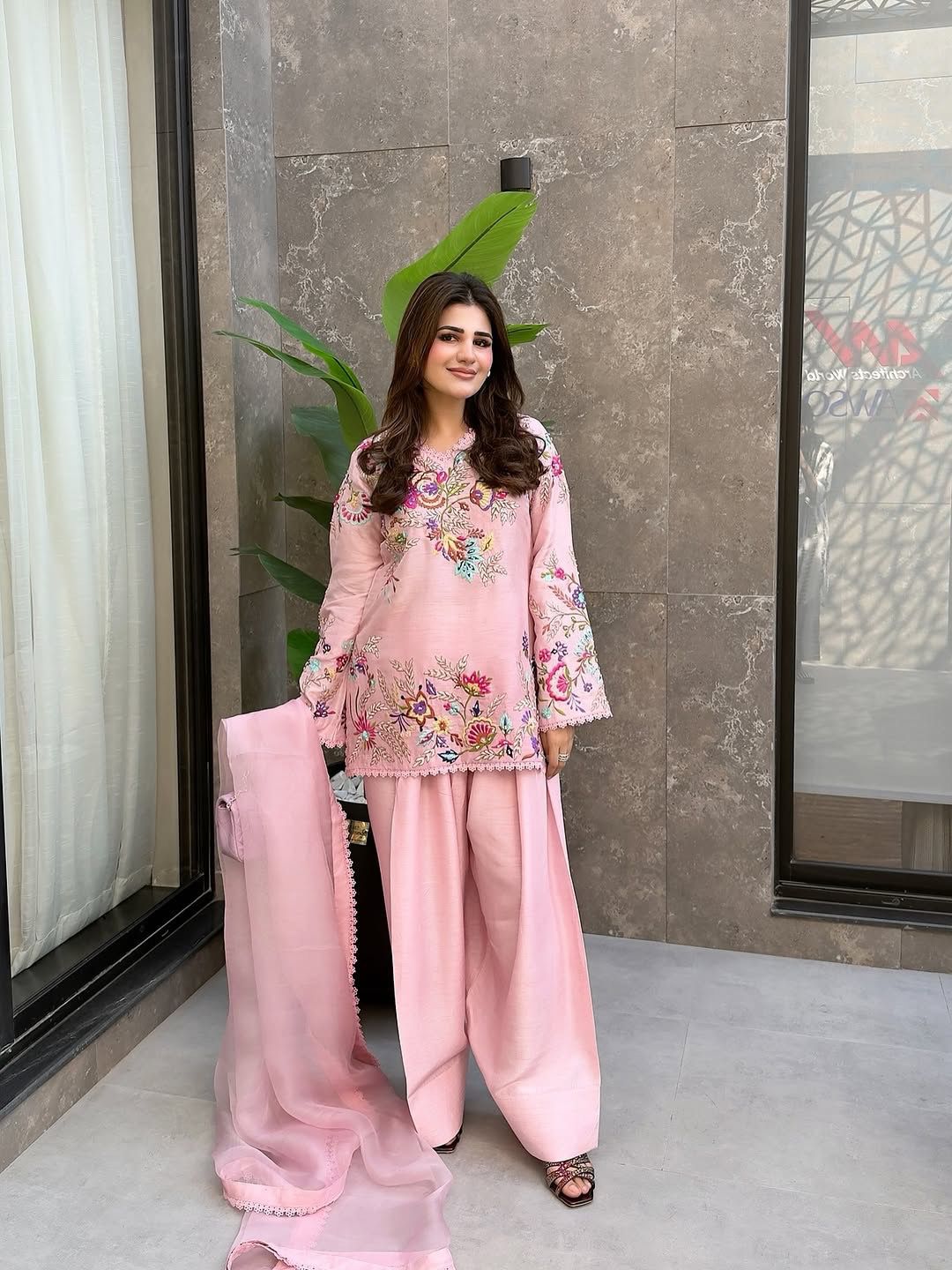 Designer Embroidered Farsi Salwar Suit with Dupatta