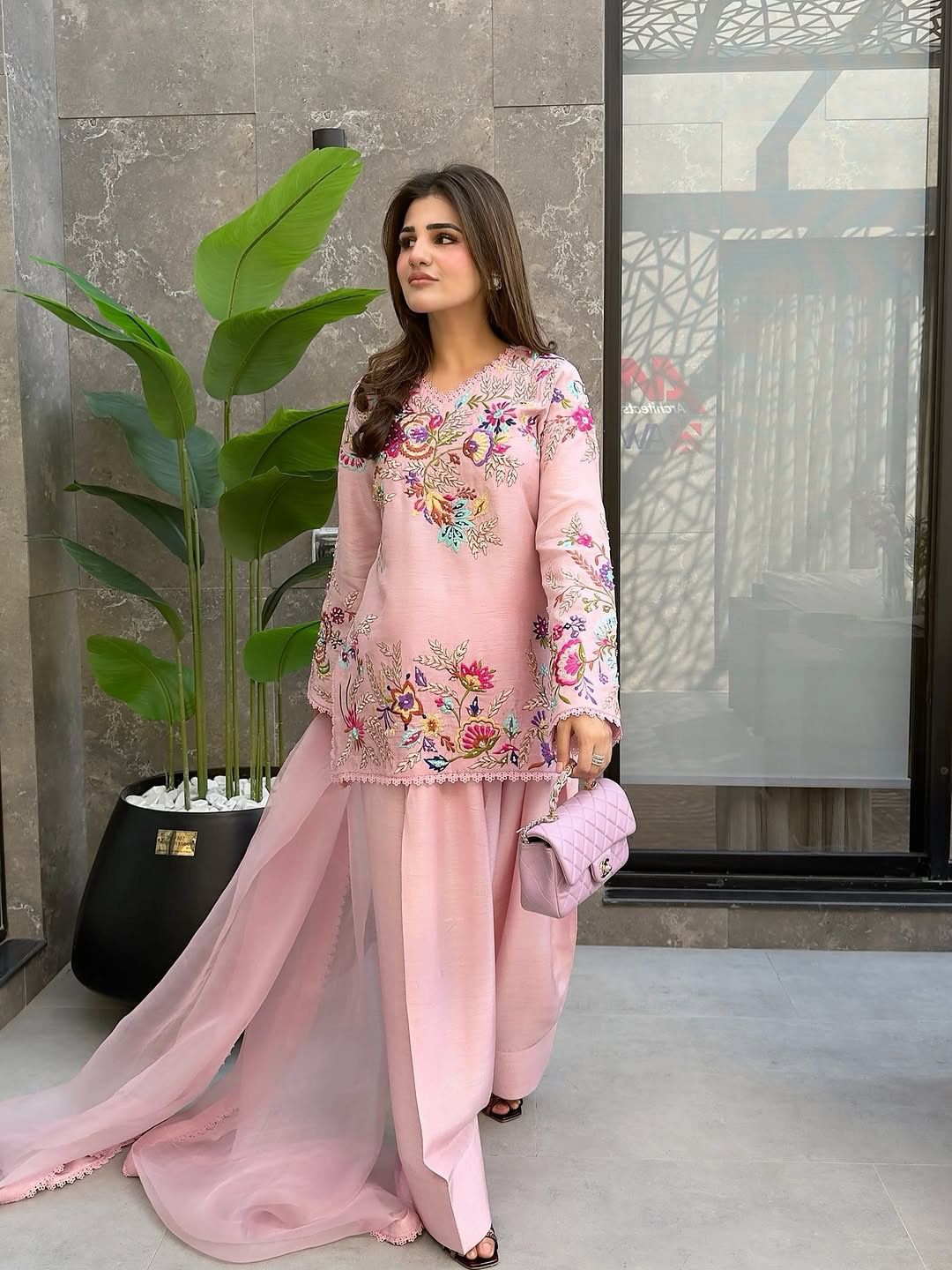 Designer Embroidered Farsi Salwar Suit with Dupatta