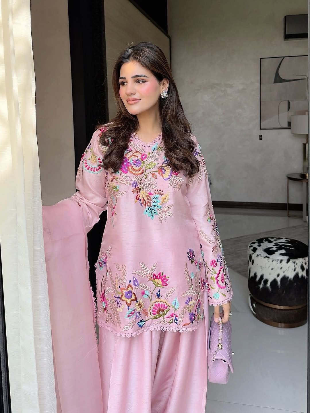 Designer Embroidered Farsi Salwar Suit with Dupatta