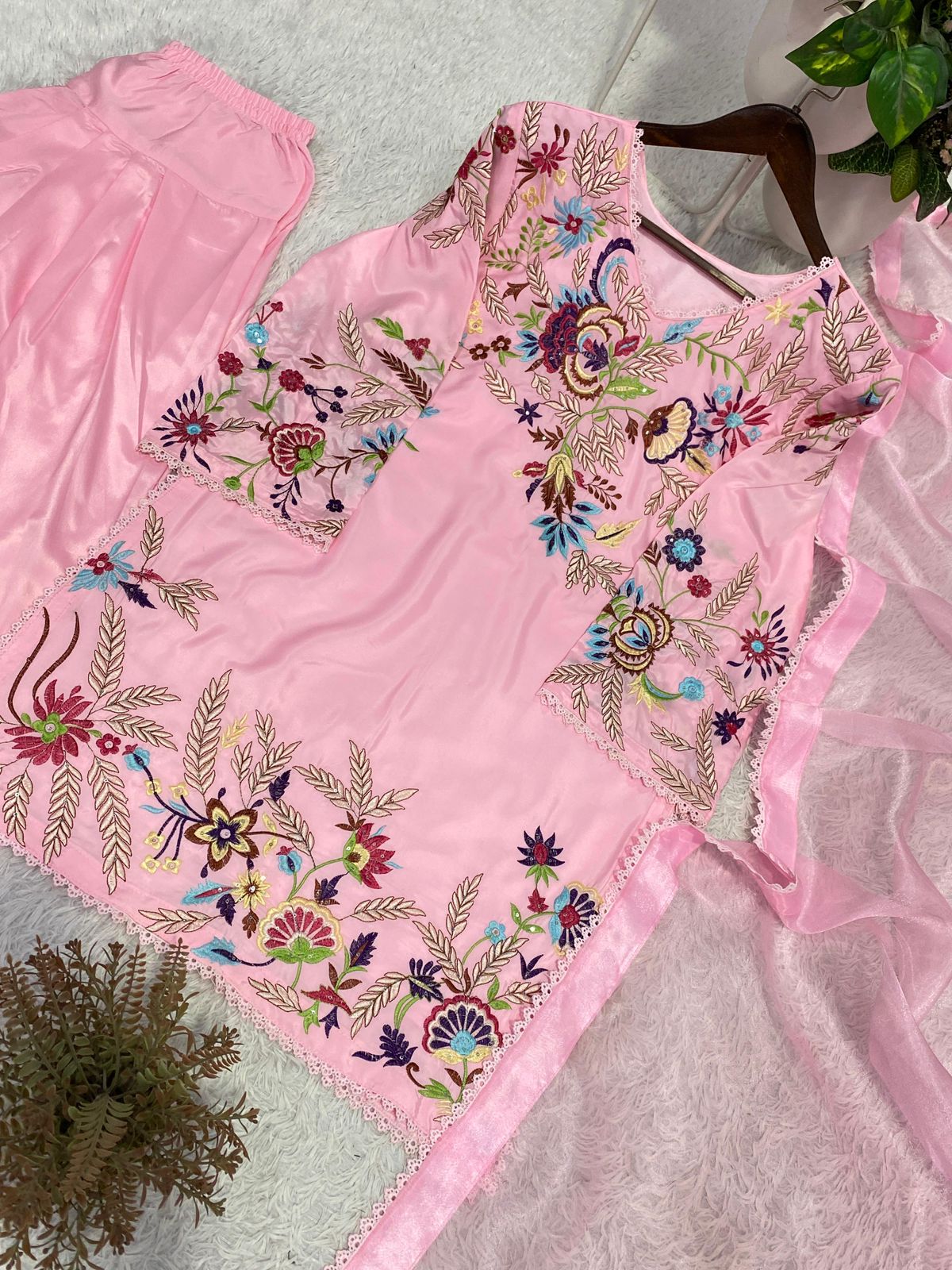 Designer Embroidered Farsi Salwar Suit with Dupatta