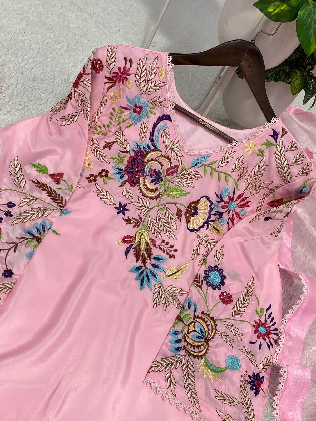 Designer Embroidered Farsi Salwar Suit with Dupatta