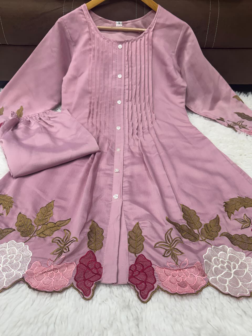 Chanderi Silk Embroidered Floral Co-Ord Set