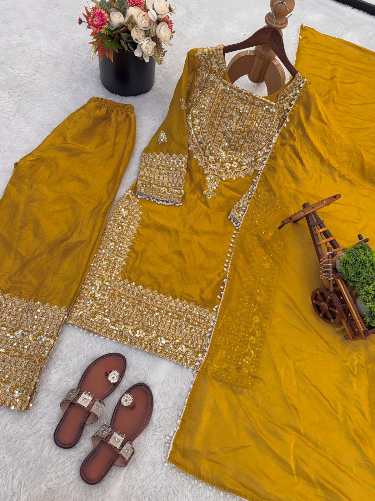 Fendy Silk Embroidery Sharara Set with Dupatta