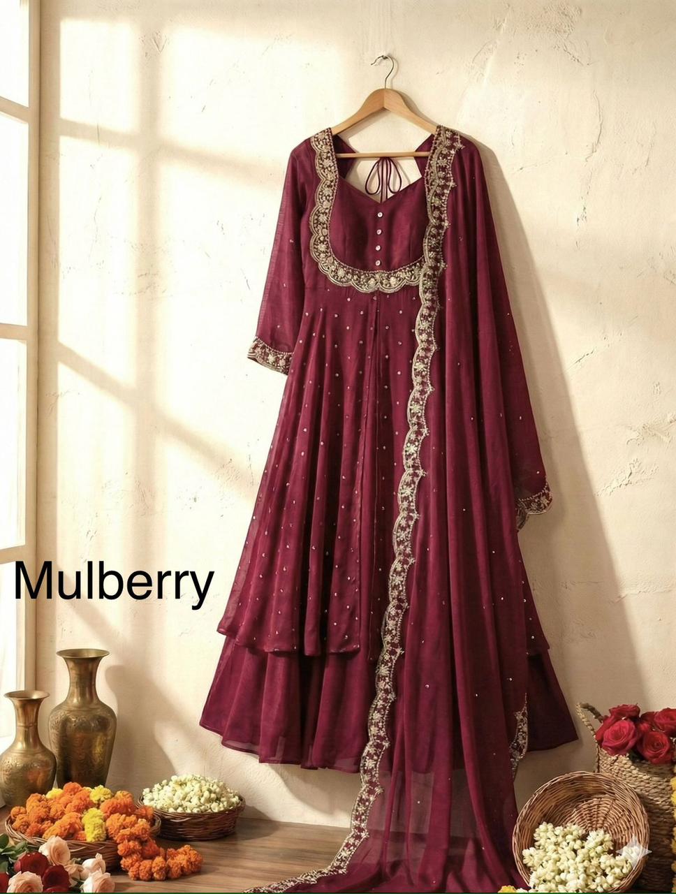 SW202 Vichitra silk cape skirt set additional colour view 1