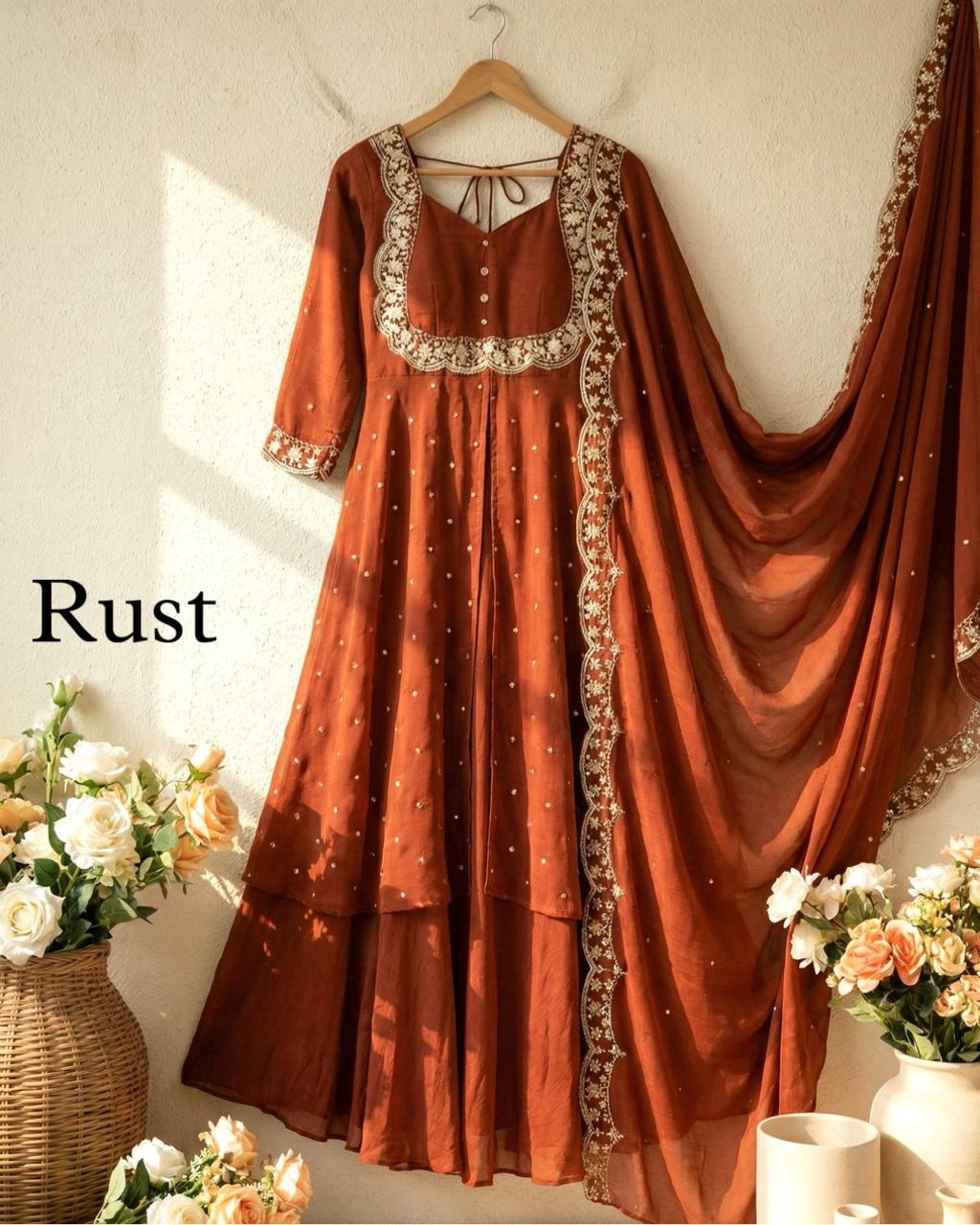 SW202 Vichitra silk cape skirt set additional colour view 4