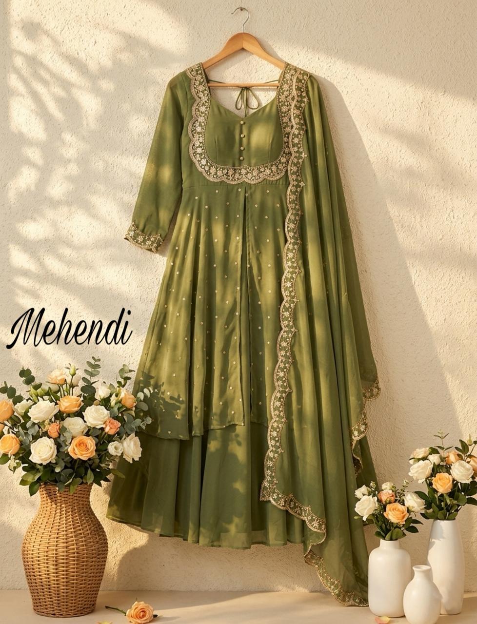 SW202 Vichitra silk cape skirt set additional colour view 5