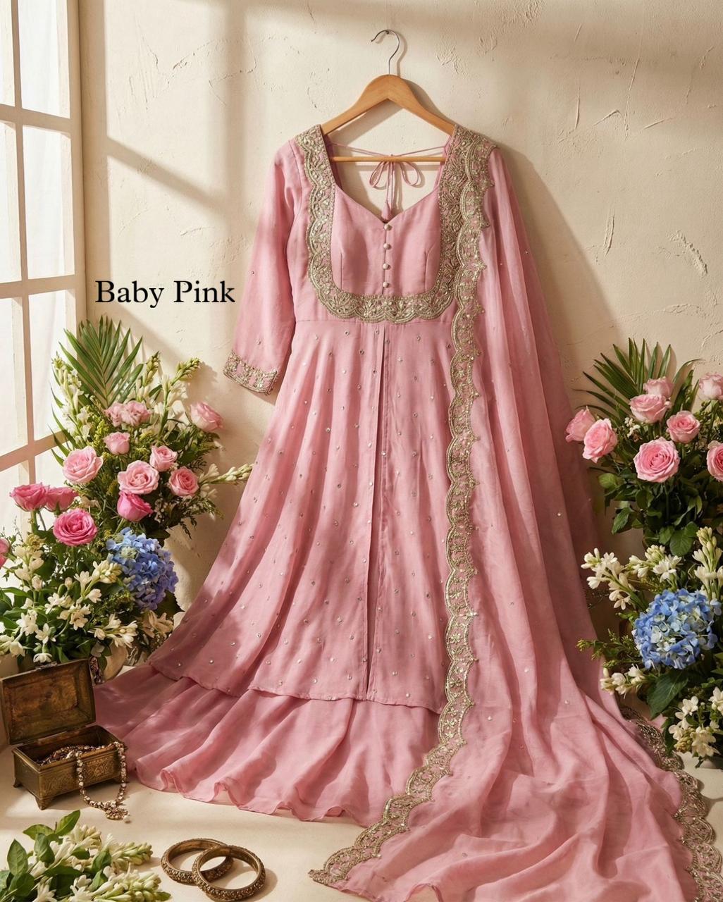 SW202 Vichitra silk cape skirt set additional colour view 8