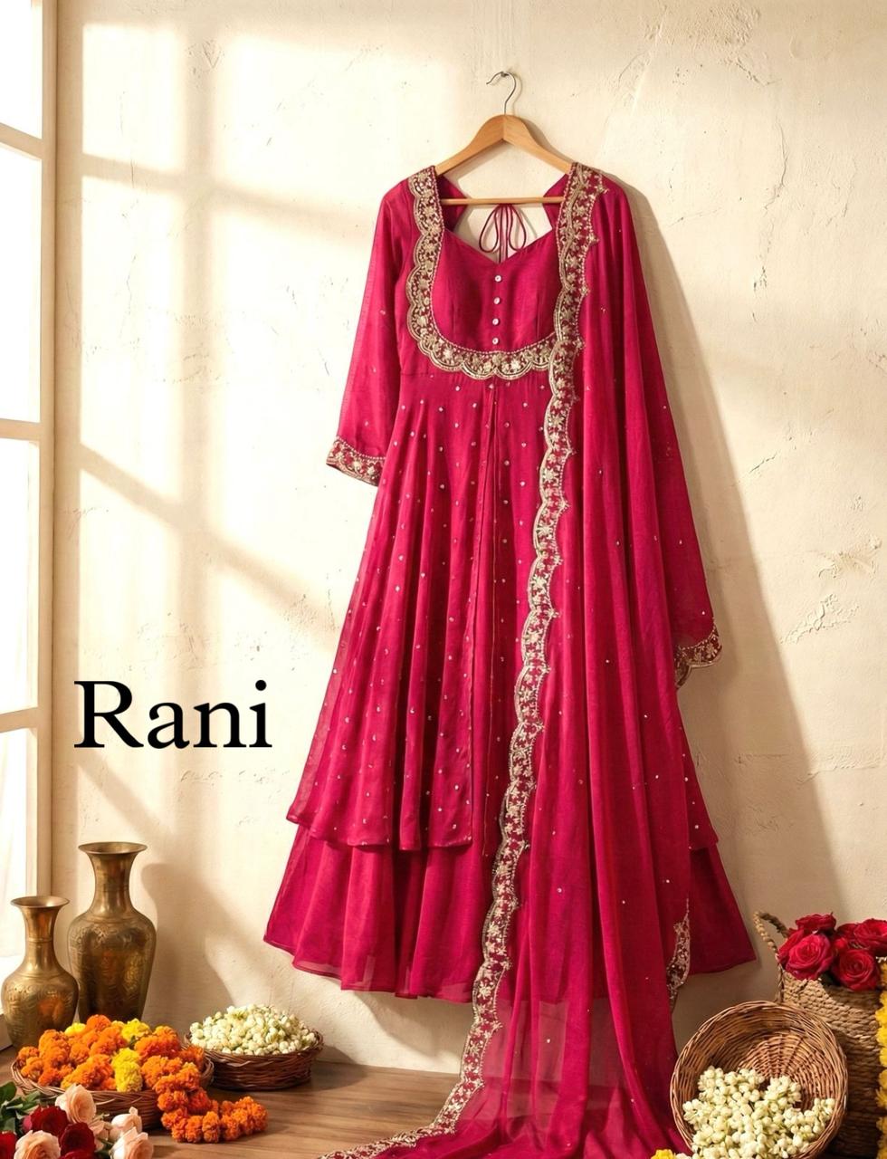 SW202 Vichitra silk cape skirt set additional colour view 9
