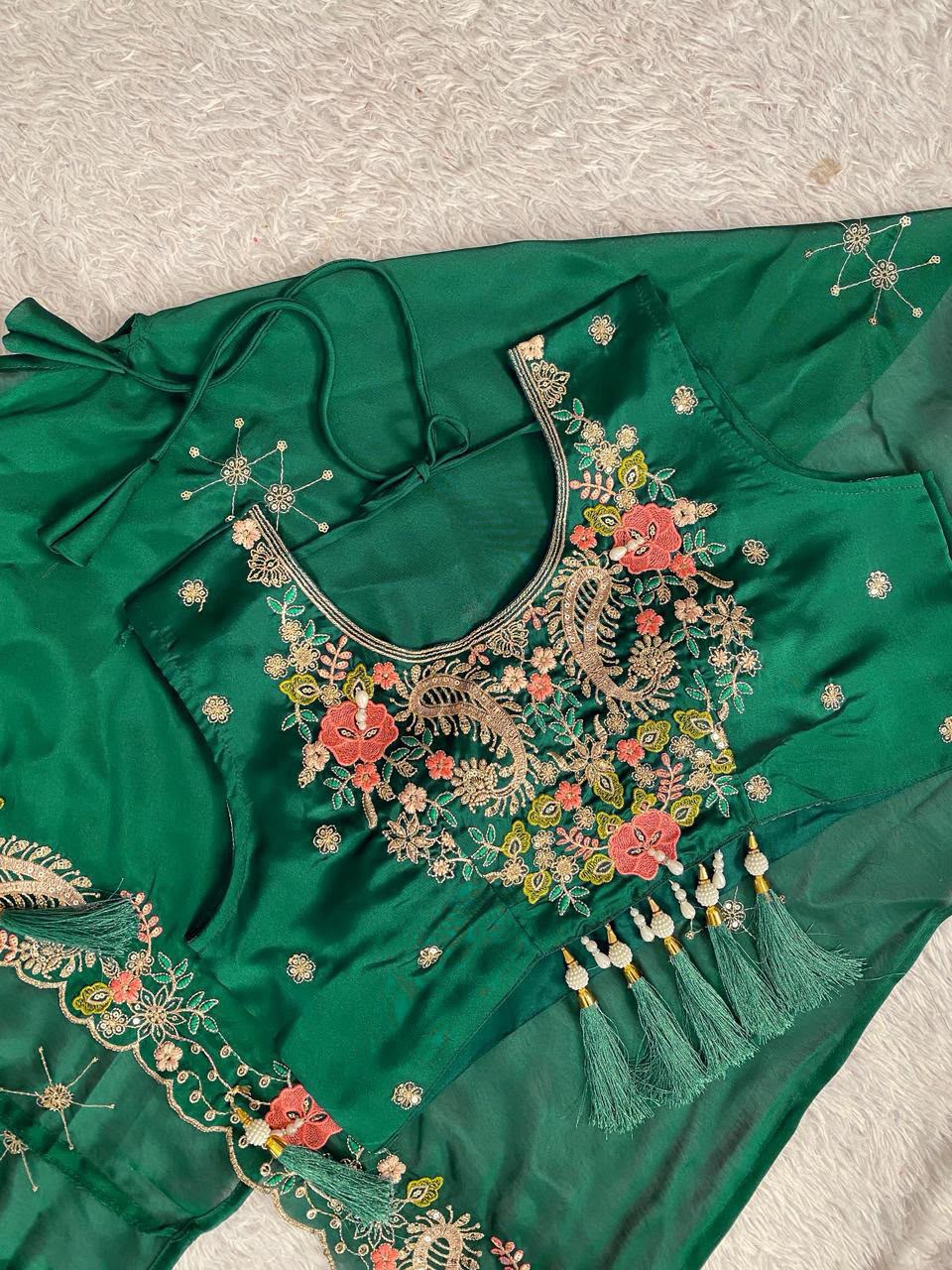 Indo-Western 3-Piece Shrug, Dhoti & Blouse Set - Rangoli Silk